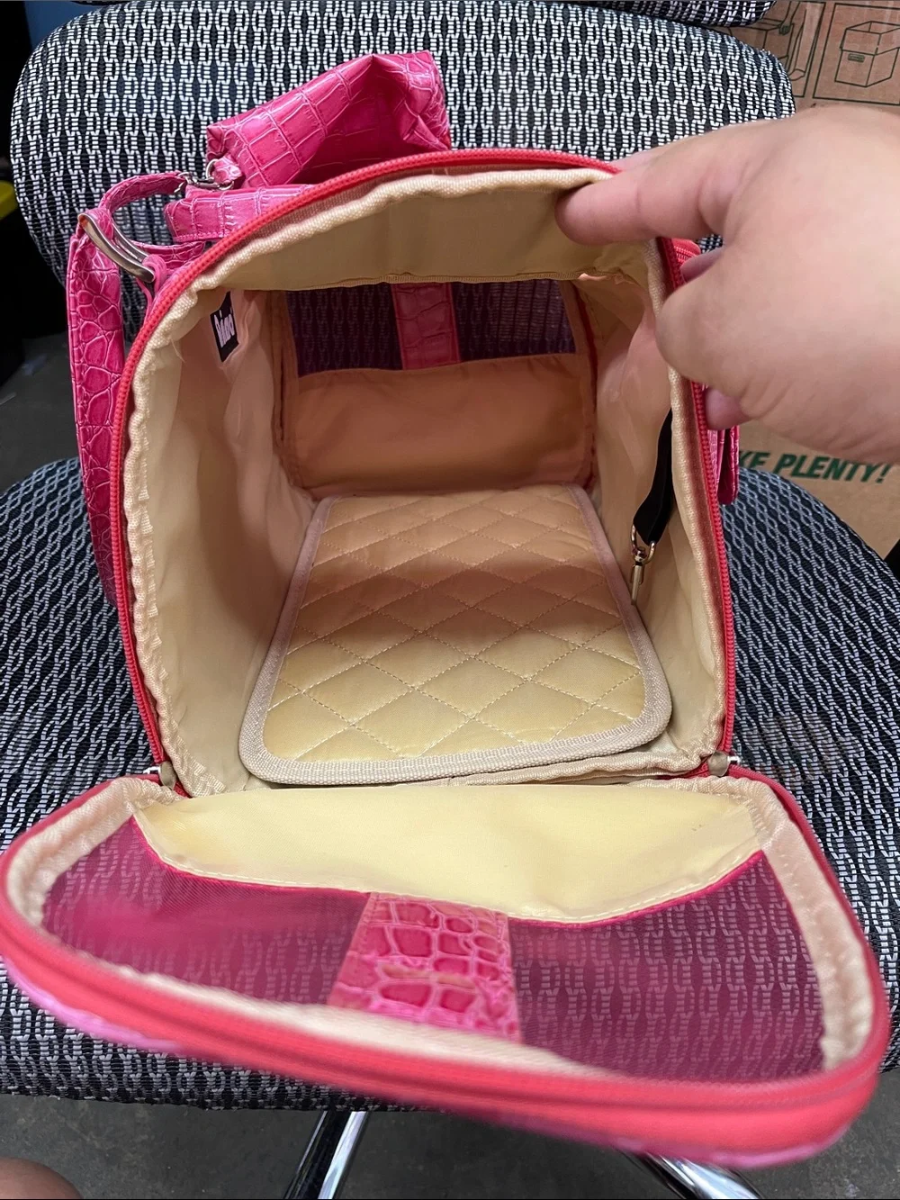 Hot Pink Faux Croc Small Pet Carrier with Dual Handles